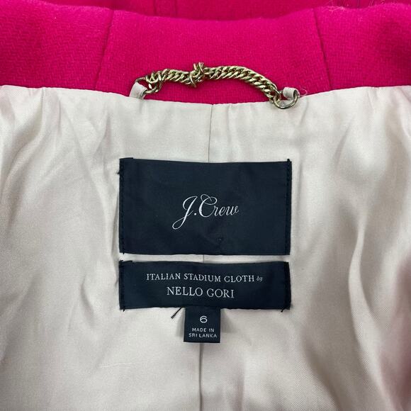 J. Crew Italian Stadium Cloth Wool Chateau Parka Coat Hot Pink Size 6 - Picture 10 of 10